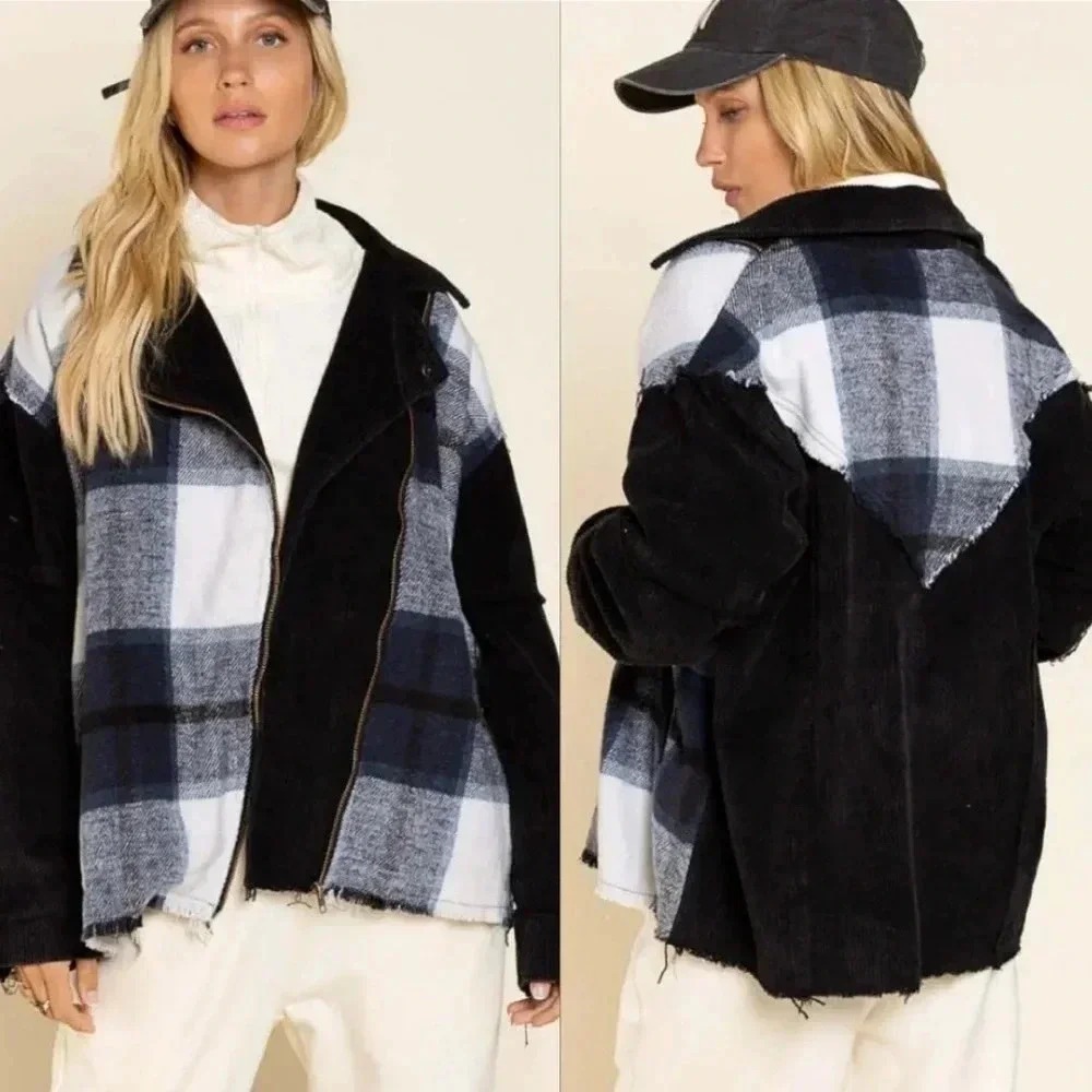 Boutique POL Corded and Plaid Jacket - Size Large - Picture 2 of 12